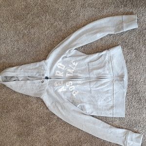 Grey zip-up hoodie from Aeropostale, size medium, for pre-teen girls.